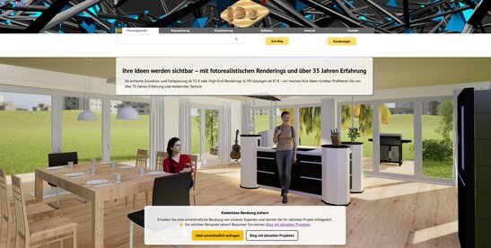IDD-Planungsstudio – Fotorealistisches Rendering Modernes Küchenrendering vom IDD-Planungsstudio, erstellt für die Visualisierung von Raumlösungen in Italien und Deutschland